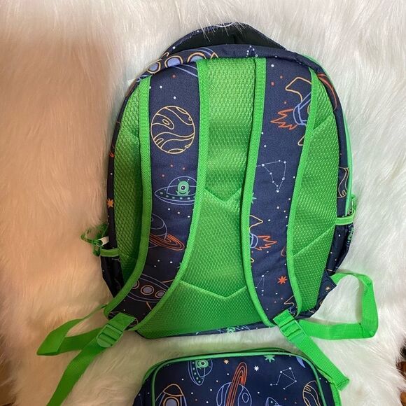 Planets Design Backpack with Lunch Kit Navy with Green NWT - Picture 6 of 11